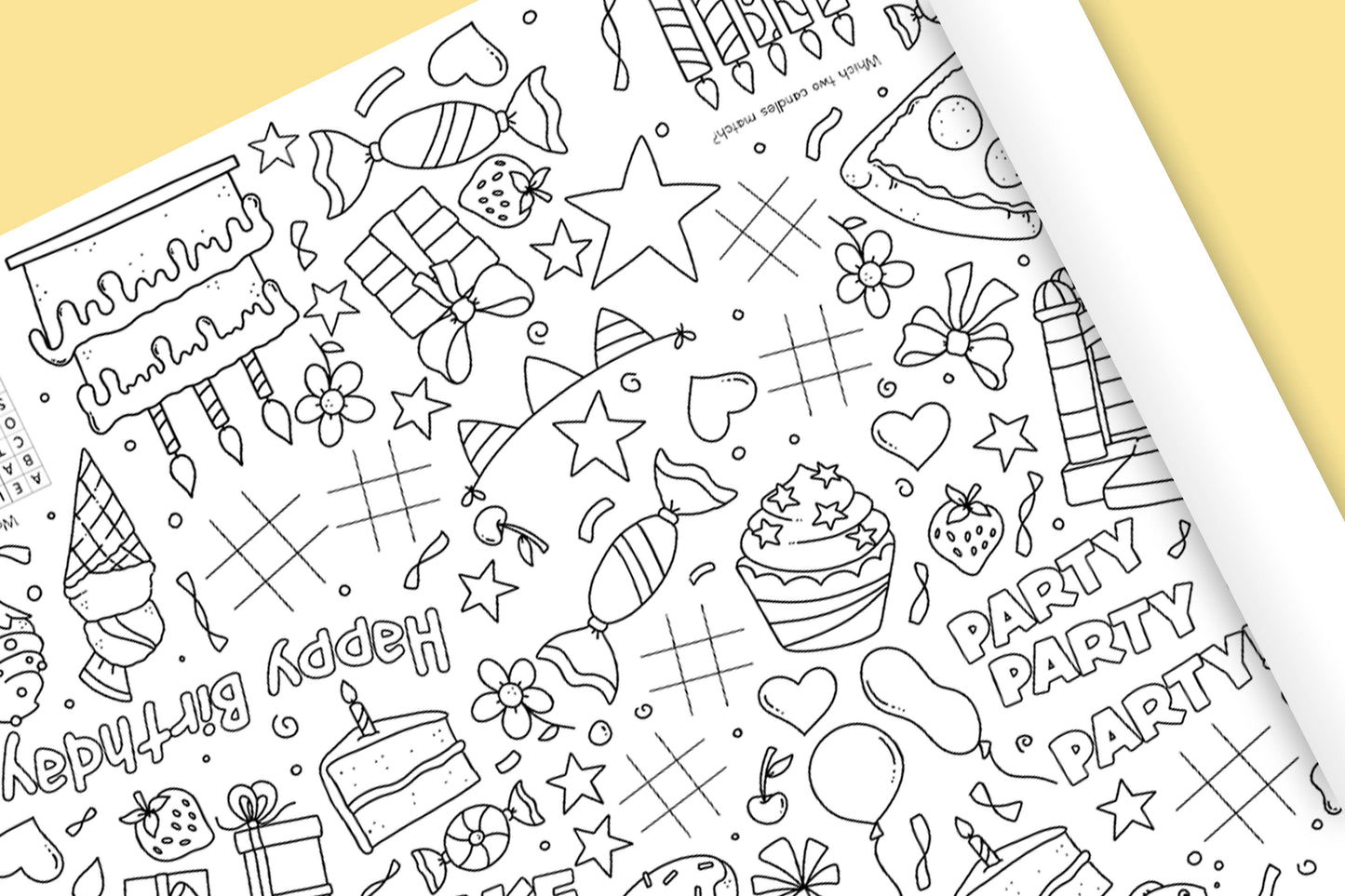 1.8m EXTRA LARGE Happy Birthday table length colouring sheet, birthday activity and colouring sheet. 6ft Children's party table cloth runner. POSTED IN A TUBE