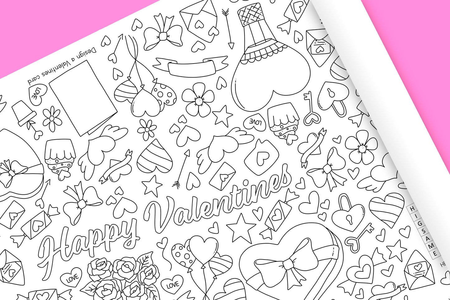 1.8m Valentines Day EXTRA LARGE table length colouring sheet, activity and colouring sheet. 6ft! Festive holiday fun! POSTED IN A TUBE