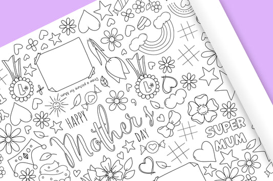 1.8m Mothers Day EXTRA LARGE table length colouring sheet, activity and colouring sheet. 6ft! Festive holiday fun! FOLDED to A4