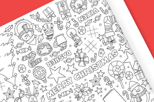 1.8m Merry Christmas EXTRA LARGE table length colouring sheet, activity and colouring sheet. 6ft! Festive holiday fun! FOLDED to A4